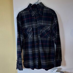 Jachs mfg co Navy and Gray Plaid Button-Up flannel Shirt